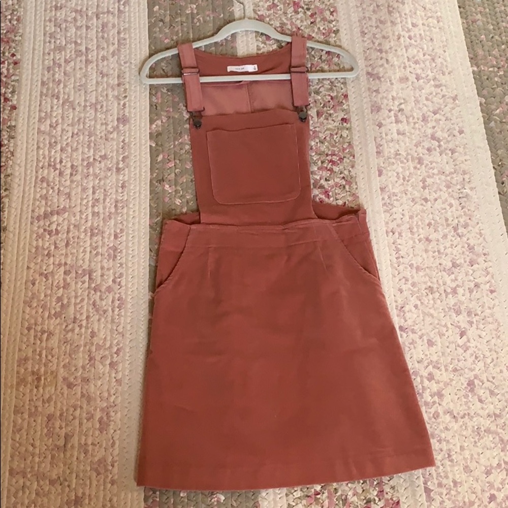 Pink corduroy overalls dungaree dress